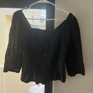 Eyelet Crop Top Blouse